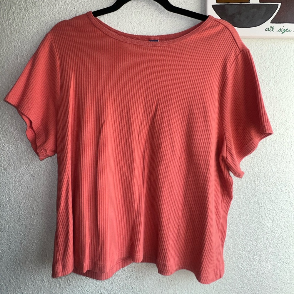 Old Navy Ribbed Short Sleeve Tee - Coral Pink
